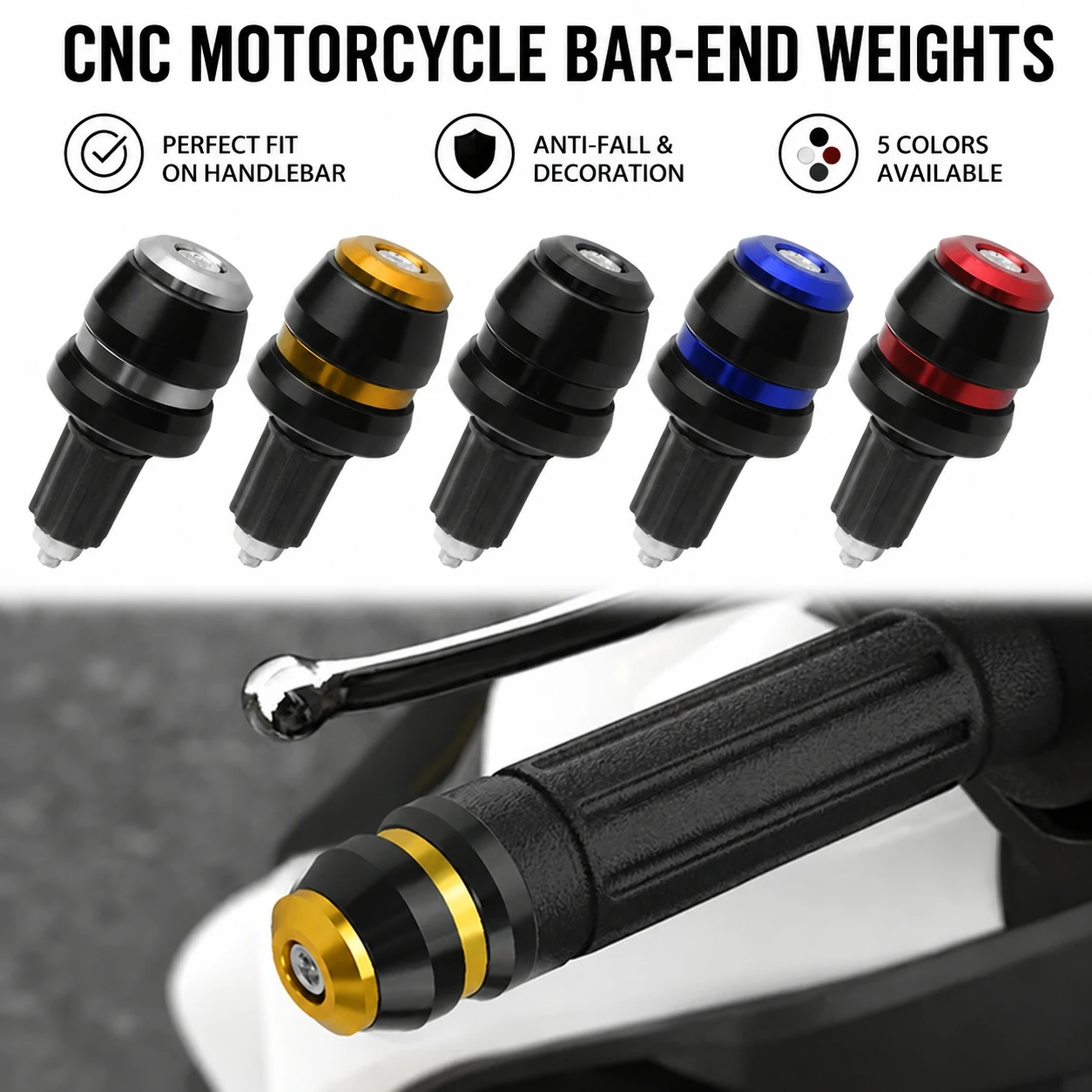 Motorcycle Handlebar End Plugs CNC Anti‑Slip Crash Sliders Cap Decorative Grips Stopper for Motorbike Scooter Dirt Bike