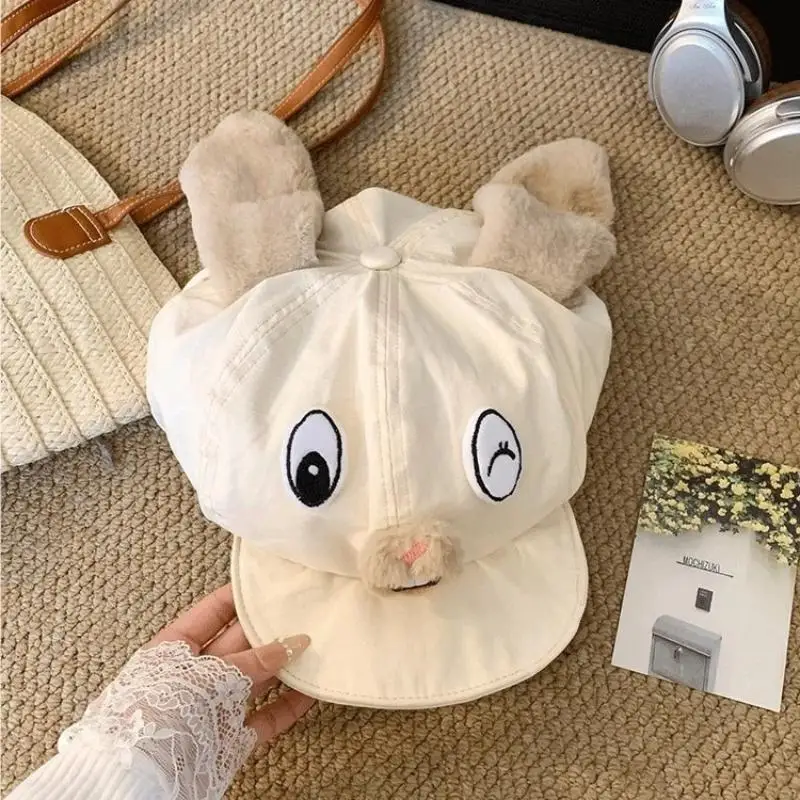 لطيف الكرتون طويل الأذن أرنب مثمنة الرسام قبعة للنساء الفتيات الخريف الشتاء عادية تنوعا قبعة الهدايا