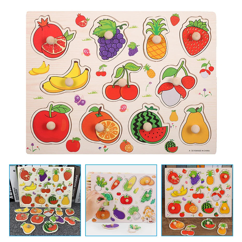

Wooden Toddler Fruit Puzzle Educational Learning Accessory Household Preschool Cognitive Development Color Recognition
