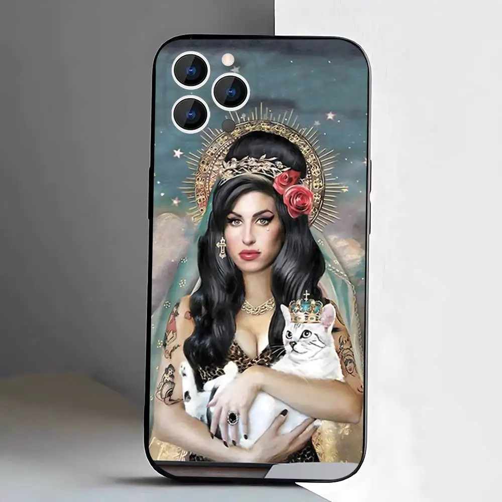 Custodia per telefono A-Amy Winehouse per iPhone 17,16,15,14,13,12,Pro,Max,Plus,E,SE4,Air,Mini Scatola morbida nera