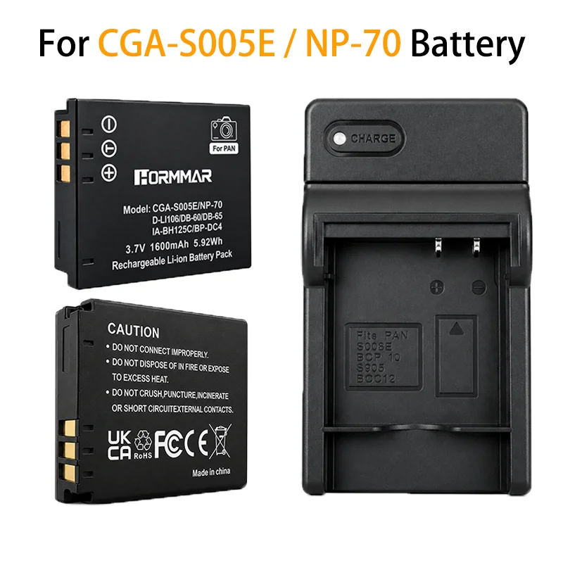 CGA-S005E NP-70 Battery 1600mAh Li-ion Rechargeable Camera Battery for LX1 LX2 LX3 FX3 FX8 FX9 FX10 FX12 FX50