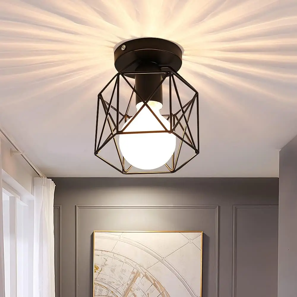 Vintage Ceiling Light 60W Semi-Flush Mount Vintage Industrial Ceiling Light for Hallway,Stairs,Bedroom (Light Bulb Not Included)