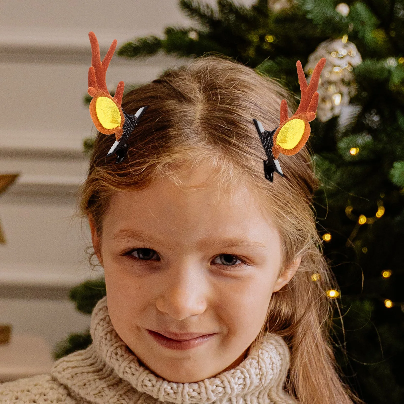 

4Pairs Antler Hair Clips Christmas Headwear Elk Hair Accessories Xmas Party Hairpins Lightweight Durable Xmas