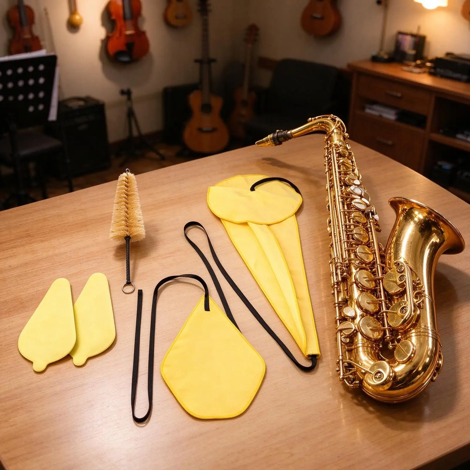 Sax Cleaning Kit Super Absorbent Cotton Cloth With Brush Clarinet Cleaning Kit For Inner Chamber Body Mouthpiece Daily Practice