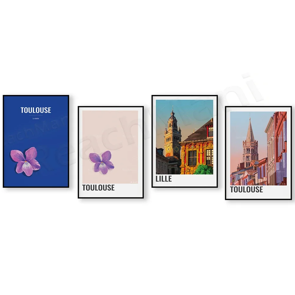 

This is Toulouse - Rue de Taur and Saint-Sernin Cathedral, Toulouse Violet Poster - City of Lille, France, Toulouse Poster