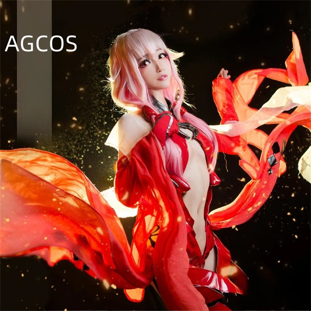 AGCOS Egoist Yuzuriha Inori Cosplay Costume ギルティクラウン Christmas Roleplay Uniforms Sexy Red Cosplay Costumes