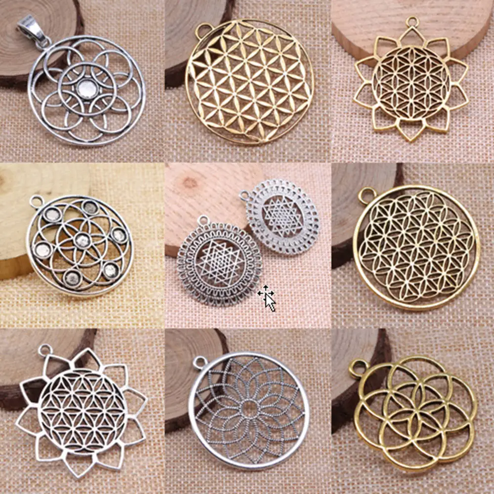 Large Flower Of Life Charms For Jewelry Making DIY Pendants For Gift Bulk