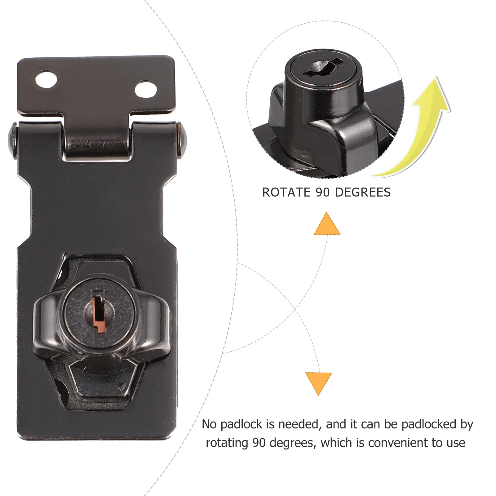 

2 Pcs Cabinet Lockers Door Hook Locks for Doors Metal Keyed Hasp Office Sturdy Home