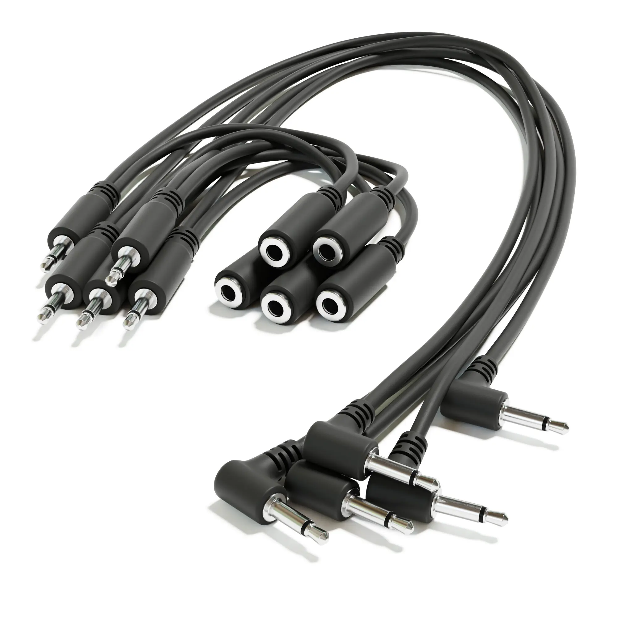 ExcelValley - 5-pack - Rechte hoek Hopscotch Mono Splitter Y-patchkabels TS 3,5 mm 1/8" voor Eurorack modulaire synth