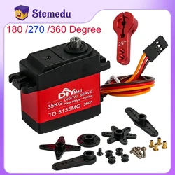 TD-8135MG Digital Servo Motor 35KG 180/270/360 Degree Waterproof Large Torque Angle Controllable 25T Metal Arm RC Cars Aircraft