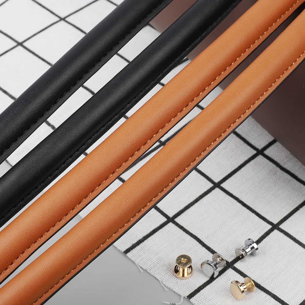 2PCS Bag Straps Synthetic Leather DIY Handmade Handles Black Brown Replacement Strap for Crossbody Shoulder Handbag Handle 53cm