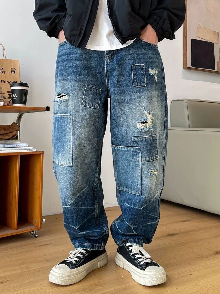 

Мужские джинсы Waed American Denim: Новые свободные прямые широкие брюки для повседневной носки, универсальные, в уличном стиле