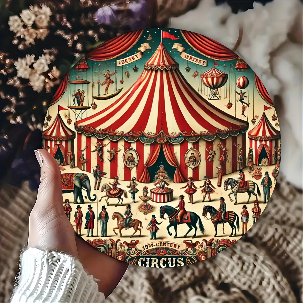 Arte de pared de aluminio con temática de circo vintage, letrero de metal impermeable para el hogar, garaje, decoración de bar, perfecto para cumpleaños, despedida de soltero