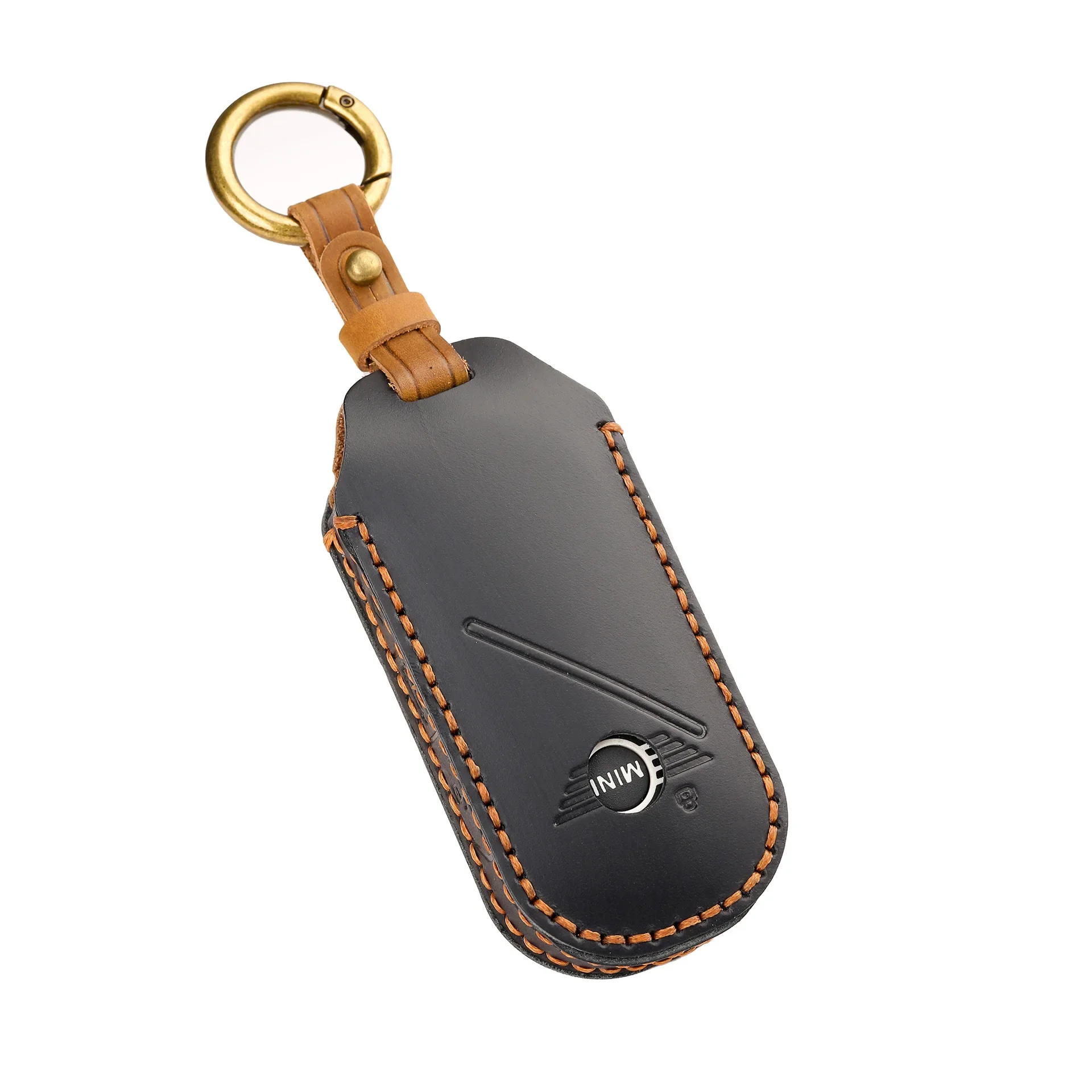 Leather Car Fob Key Case Cover Protector for Bmw Mini Countryman Cooper One 2023 2024 Remote Accessories Holder Shell Keychain
