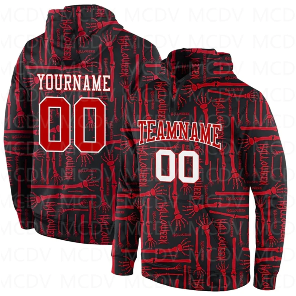 

Black Red-White 3D Pattern Halloween Sports Pullover Sweatshirt Hoodie 3D Printed Hoodies Unisex Casual Street Tracksuit