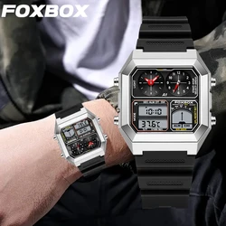 Foxbox Fashion Electronic Quartz Watch Business Silicone Casual Sports Waterproof LED Watches for Men Digital Display Man Clocks