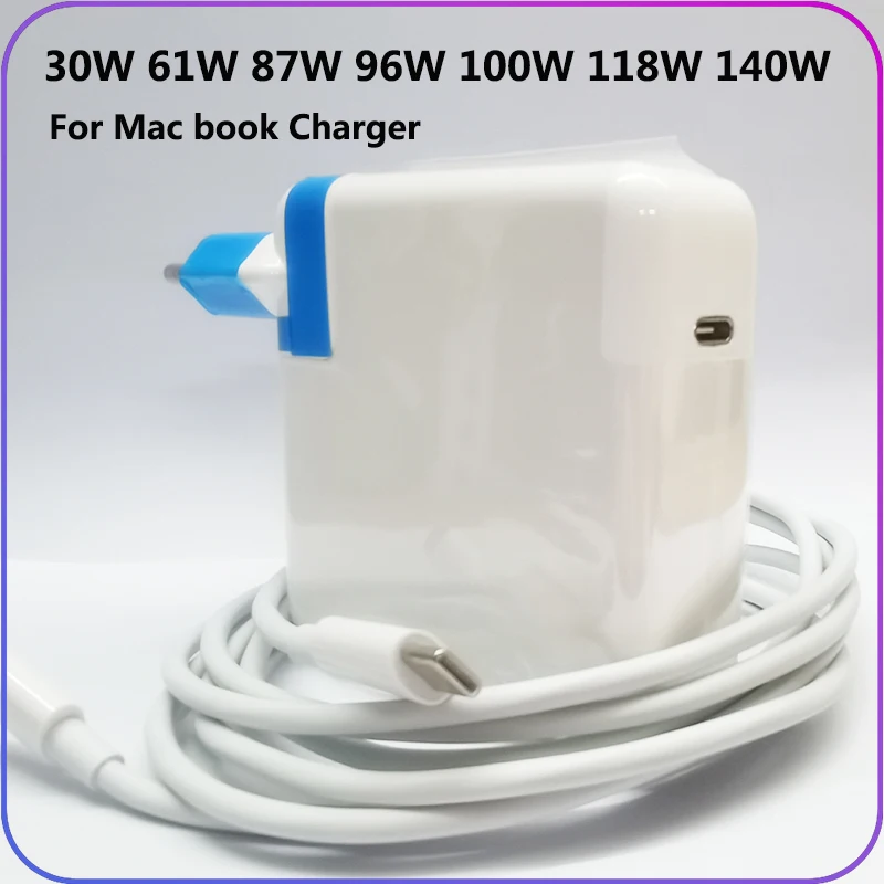 PD 30W 60W 87W 96W USB C chargeur adaptateur secteur pour MacBook Pro 16, 15, 13 pouces, nouvel Air 13 pouces 2020/2019/2018, fonctionne avec Type C