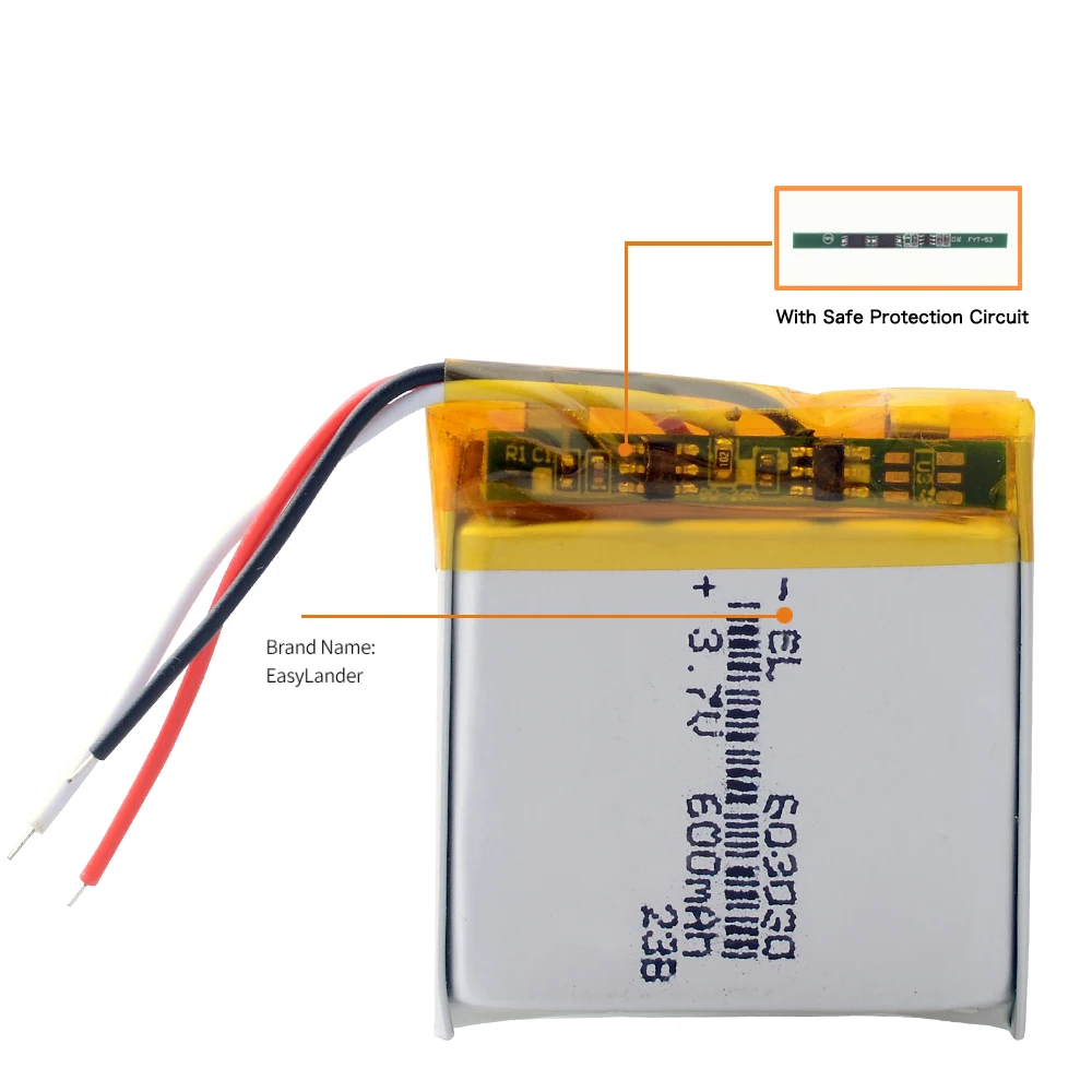 3Lines 603230 603030 3.7V 600mAh Rechargeable Lithium Li-ion Lipo Polymer Battery for Digital Products Navigation GPS