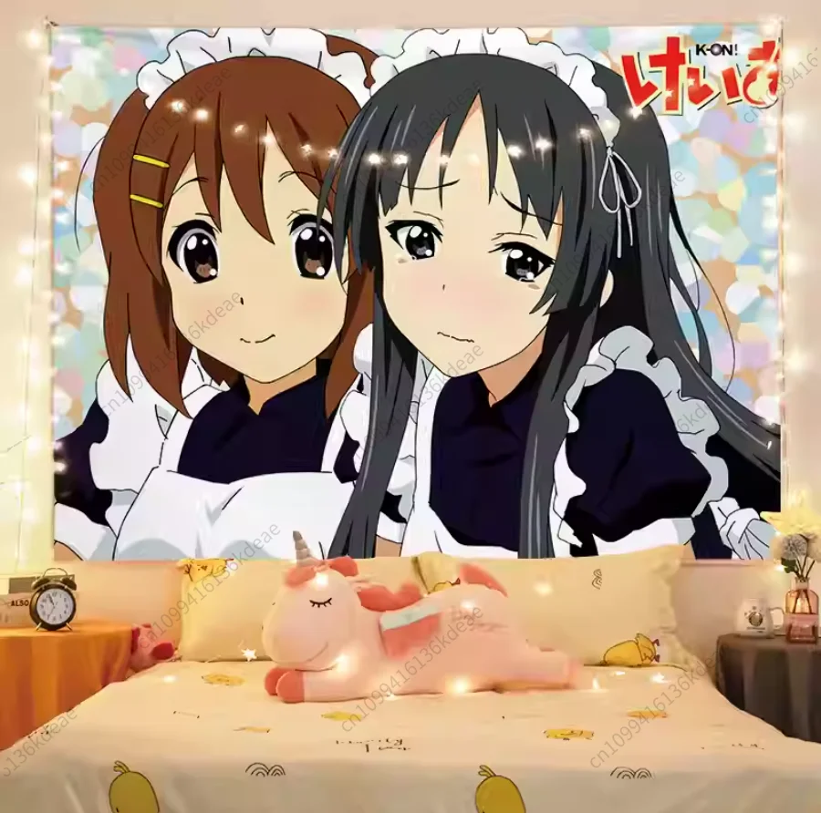أنيمي Kawaii نسيج K-On ملصق ديكور خلفية القماش جدار ديكور فني غرفة المعيشة غرفة نوم قماش صوفي المفروشات خلفية