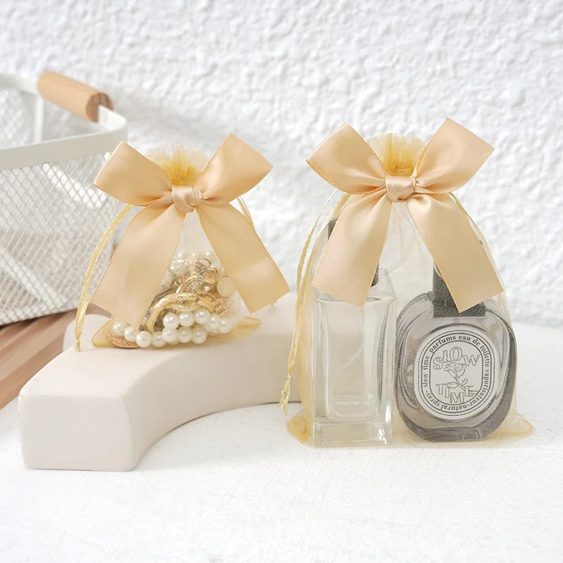 50 teile/los Bowknot Organza Geschenk Tasche Mehrfarbige Kordelzug Weihnachten Hochzeit Süßigkeiten Geschenk Tasche Kosmetik Parfüm Exquisite Verpackung – Detail 10