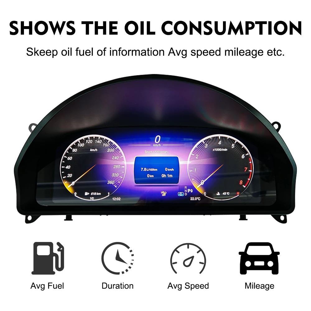 NaviHua 12.3in LCD Dashboard For Mercedes Benz GLK 2008-2015 Digital Cluster auto Electronics Virtual Cockpit Gauge Meter Screen