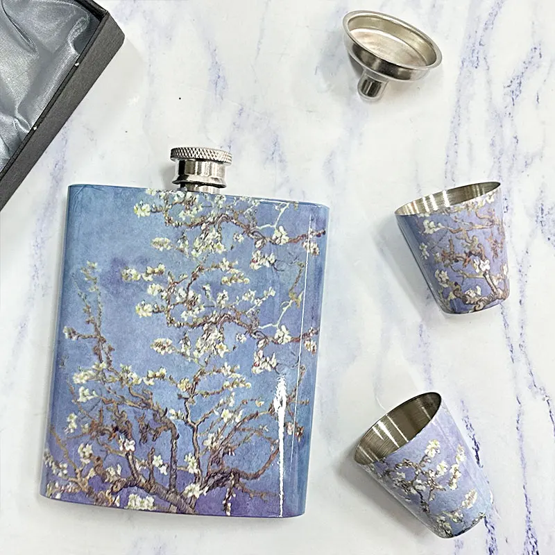 

8oz Portable stainless Flagon Hip Flasks set with cups funnel for Whiskey Vodka Wine Pot outdoor Drinking Bottle gift box 97