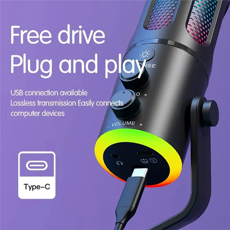 M13K-Professional RGB USB Condenser Computer Microphone For PC, PS4, PS5, Mac& Mobile Phone- Ideal For Recording Streaming