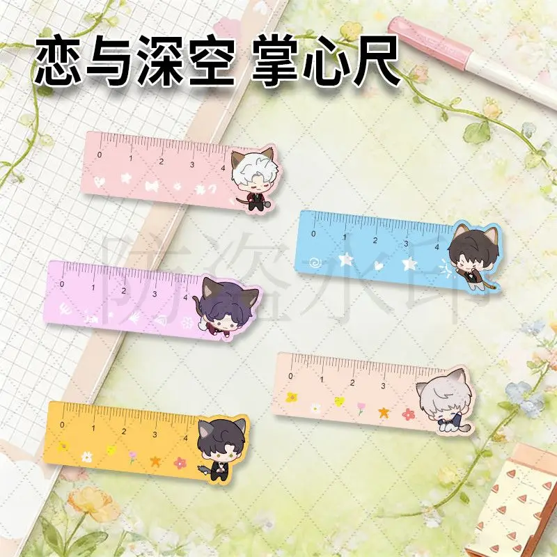 Love and Deepspace Chibi Acrylic Ruler Xavier Zayne Rafayel Caleb Sylus Transparent 15cm Cute Student Stationery Supplies