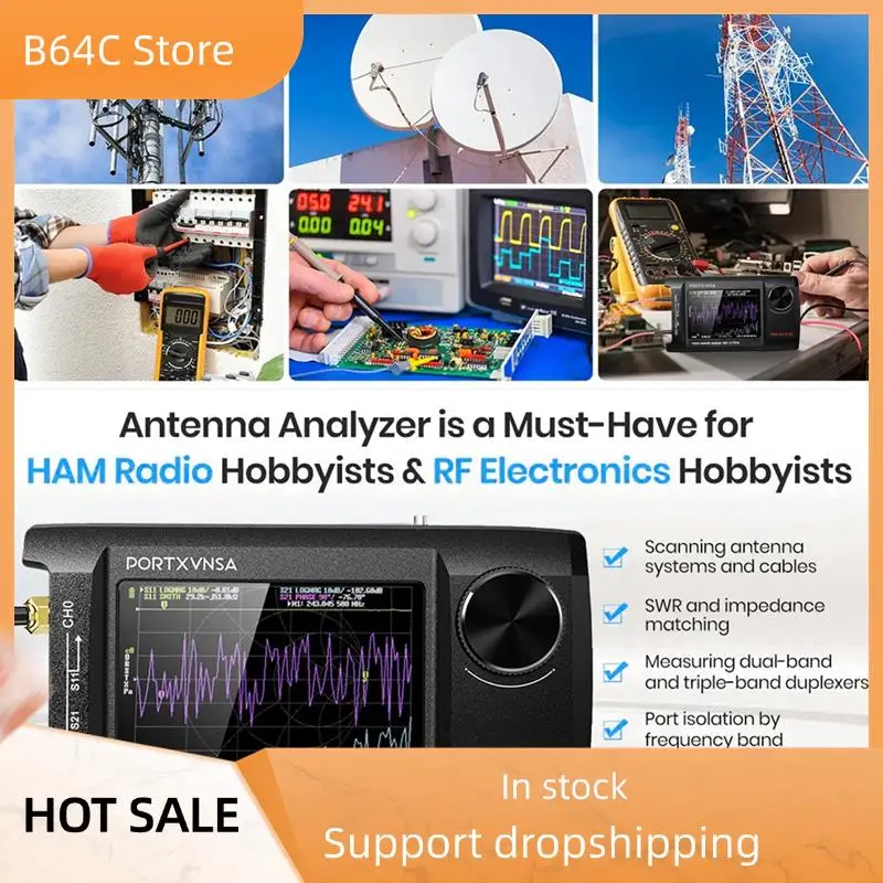 

B64C Nanovna-H4 Plus Портативный векторный анализатор сетевых антенн 4 дюйма IPS ЖК-дисплей с сенсорным экраном 50 кГц 2,7 ГГц встроенной 5000 мАч