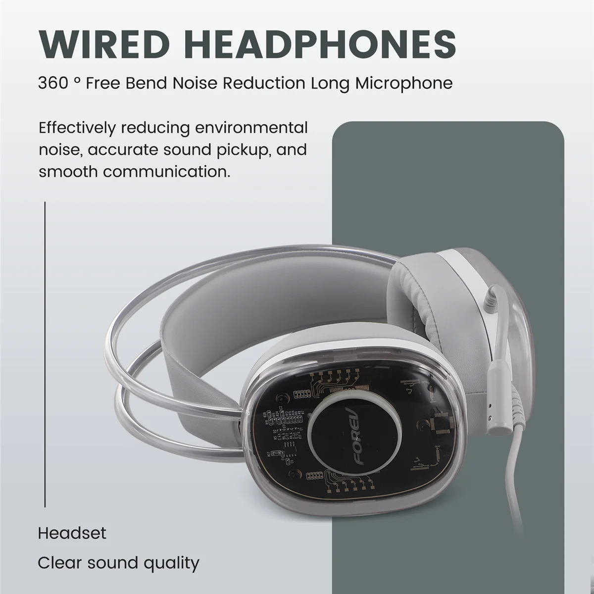 A57G-FOREV Auriculares para juegos por cable Luminiscencia Auriculares de 5,1 canales Auriculares bajos con micrófono para computadora Pc Gamer