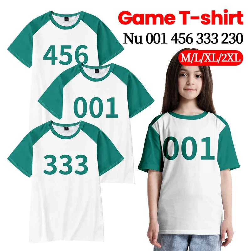 Coslib unisex calamari game cosplay costume numbers T-shirt player 456 333 001 party clothes Adult Player costume for men women