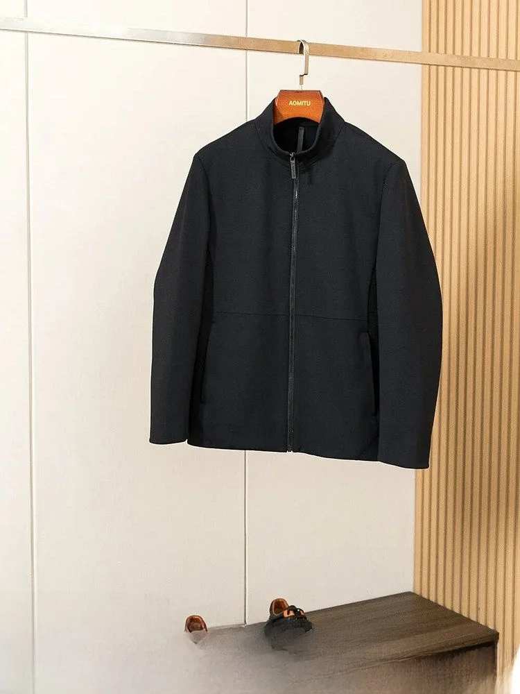 

Warm Fce Outdoor Men's Jaet Soft ell Trendy Busin Sle Autumn Winter Stand Fit Nylon Spandex Zipper Closure Coat