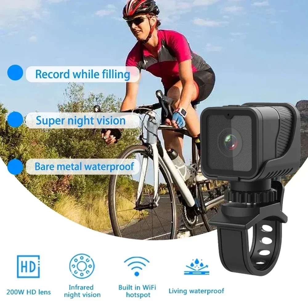 Grabadora de conducción de bicicleta para motocicleta, instrumento de aplicación de la Ley DV de movimiento, Mini videocámaras impermeables, cámara deportiva 1080P HD WiFi