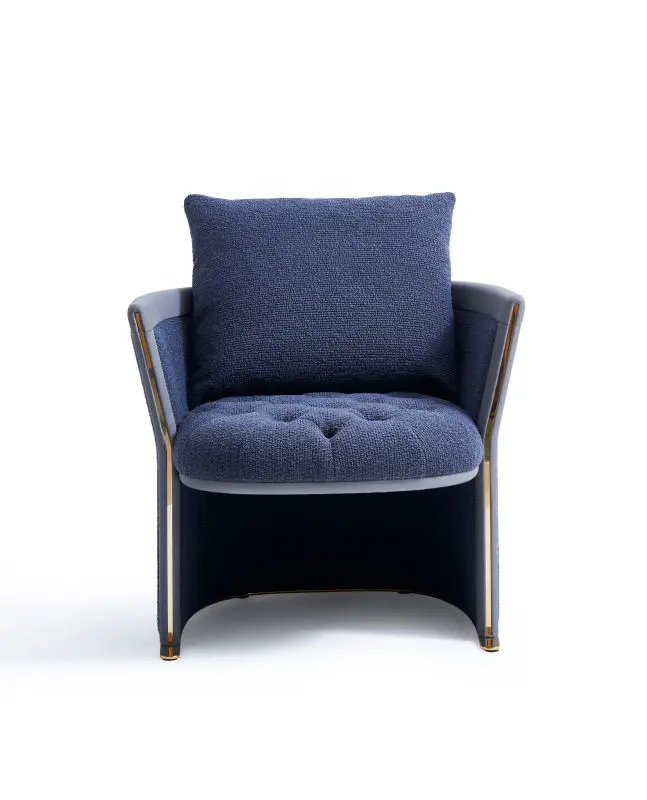 

Custom Modern Blue Fabric High-End Lounge Chair Luxury Accent Home Dining Chair With Unique Design