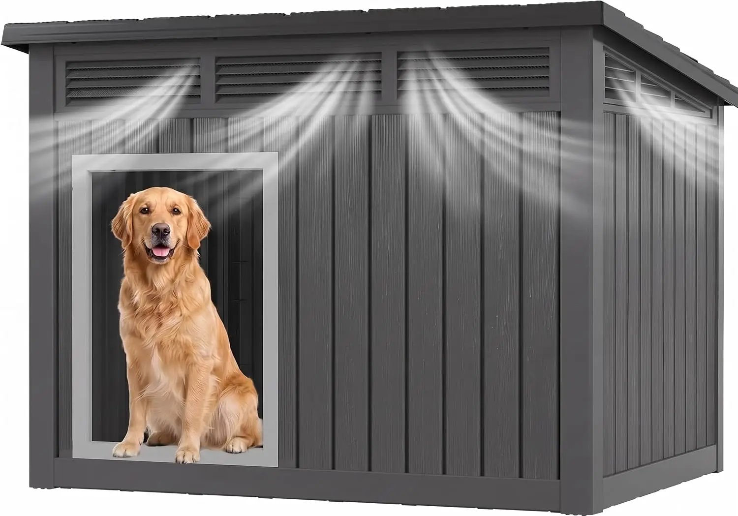Outdoor Large Dog House Weatherproof Ventilated Black, Customized
