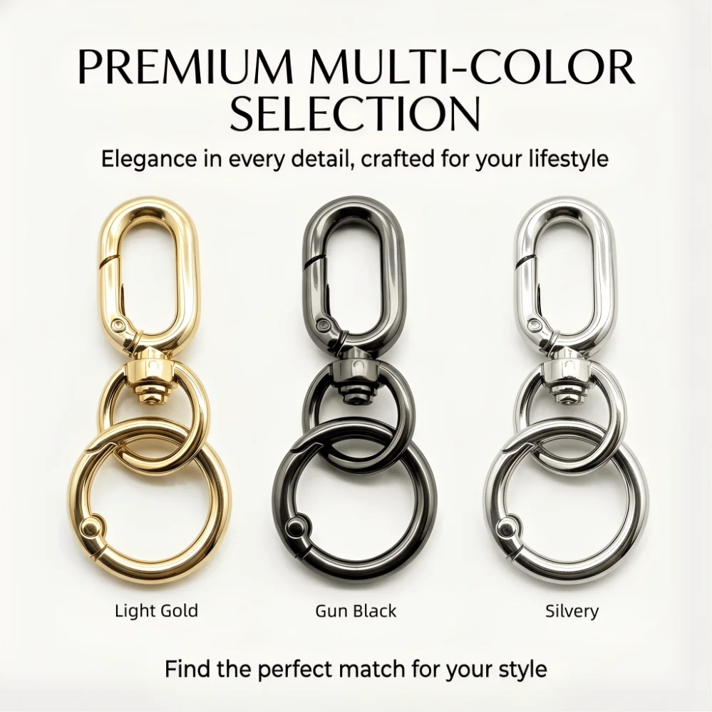 2-60pcs Metal Swivel Snap Hooks Double Opening Clasp Clips with Key Rings Heavy Duty Spring Key Chain Clips for Bag Accessory