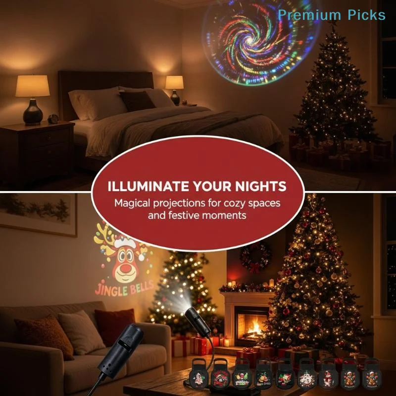 portableUSB Christmas LED Projection Light 3/6/10 Replaceable Xmas Pattern Films Lamp for New Year Eve Party Home Decor