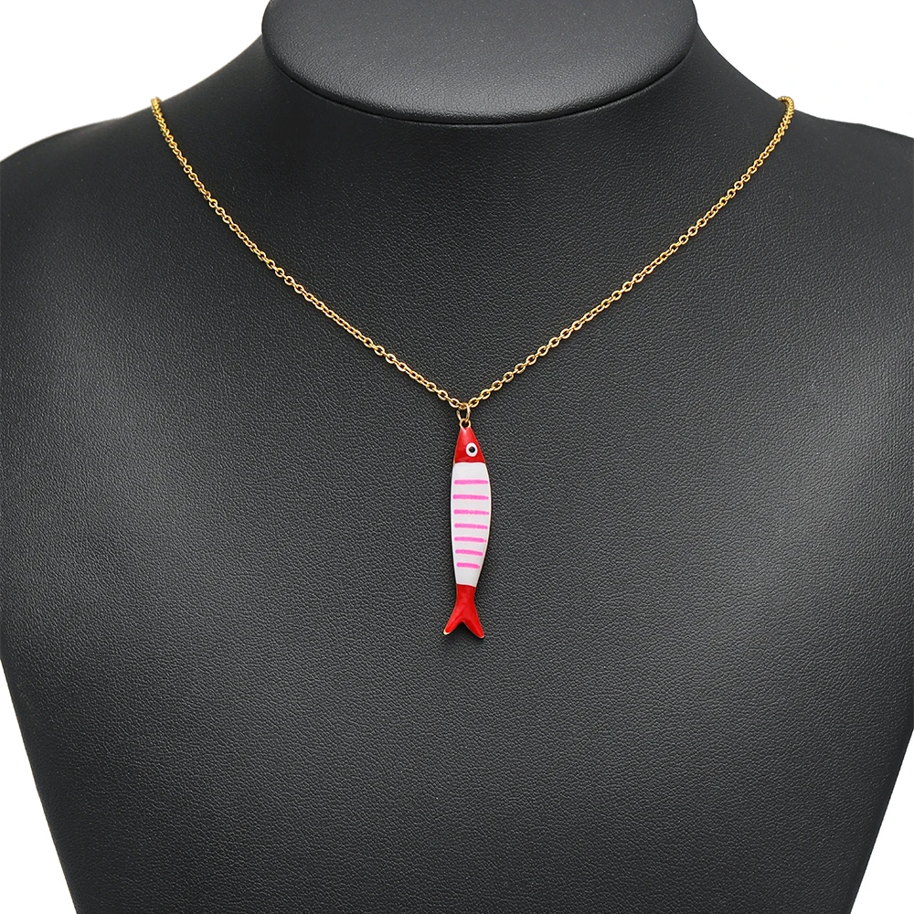 5 قطعة 40x8 مللي متر الفولاذ المقاوم للصدأ كلا الجانبين المينا الأسماك المعلقات الذهب Charms ل سوار ذاتي الصنع قلادة النتائج العصرية صنع المجوهرات