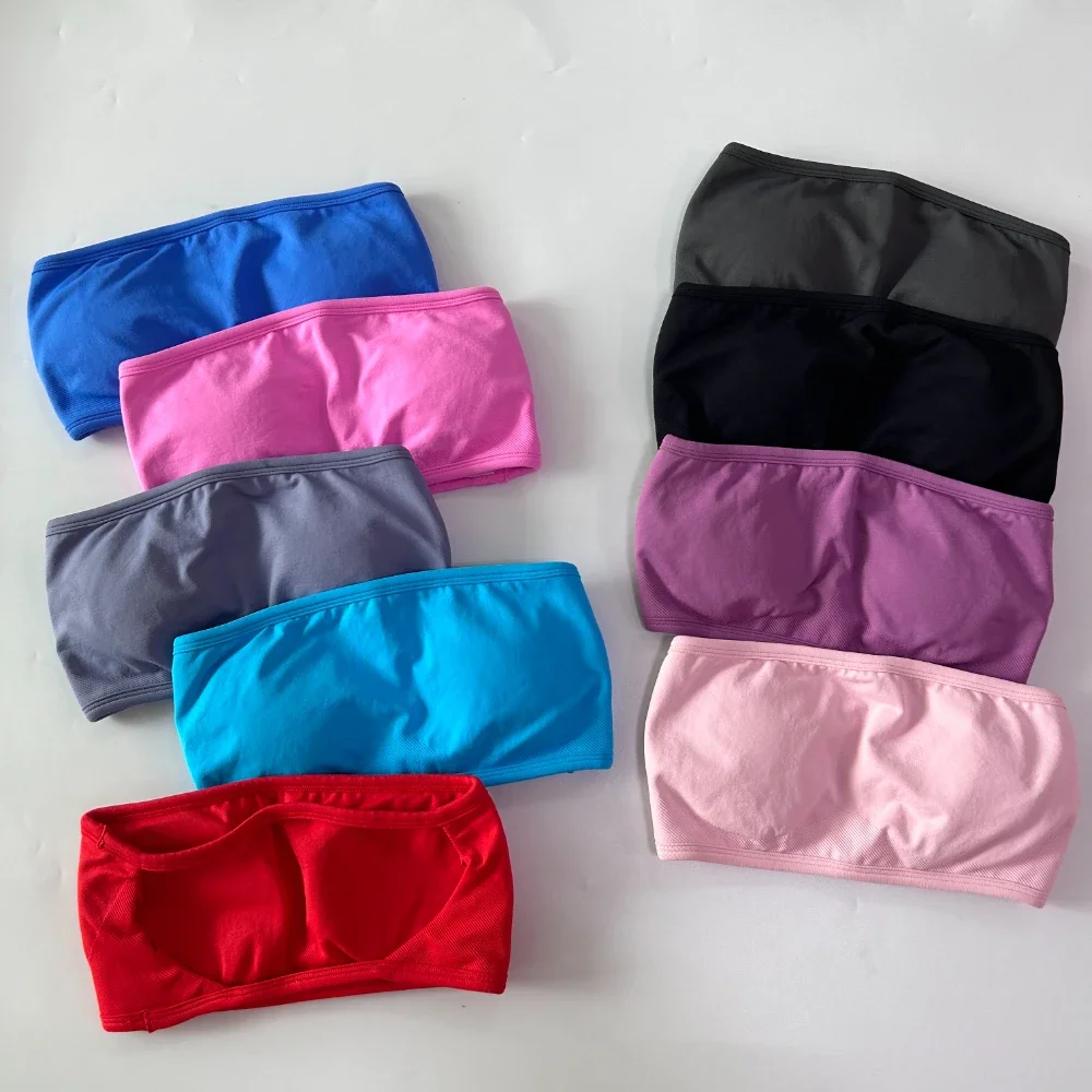 No Logo Women 2 Pieces Yoga Set Backless Bandeau Sports Bra Scrunch Shorts Yoga Clothing Gym Set Workout Clothes Outfits Sets - Image 5