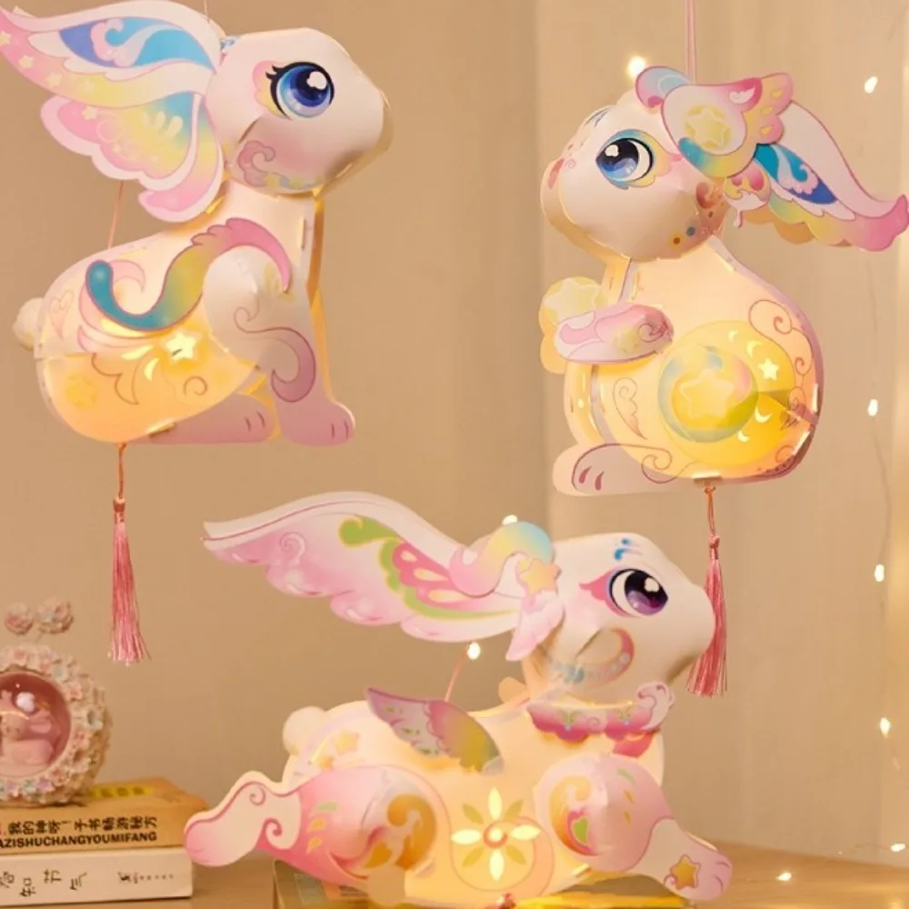 

Flying Rabbit Rabbit Lantern Chinese Style Handmade Mid-Autumn Festival Lantern Glowing DIY Material Package