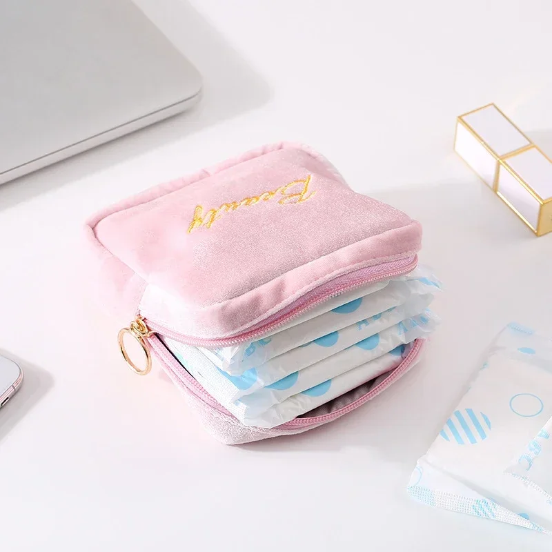 Women Girl Sanitary Napkin Storage Bag Lipstick Bag Zipper Makeup Pouch Travel Organizer Storage Case Small Coin Card Wallet Bag