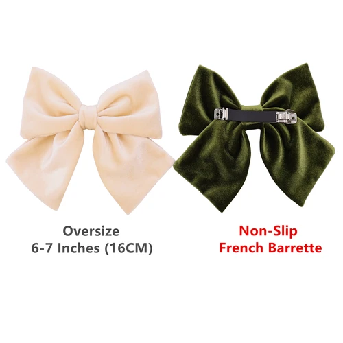 Imagen 2 del producto Pasadores de pelo con lazo de terciopelo grandes Vintage para niñas, niños, mujeres, adolescentes y niñas, accesorios de pinzas para el pelo con lazo de terciopelo de Navidad