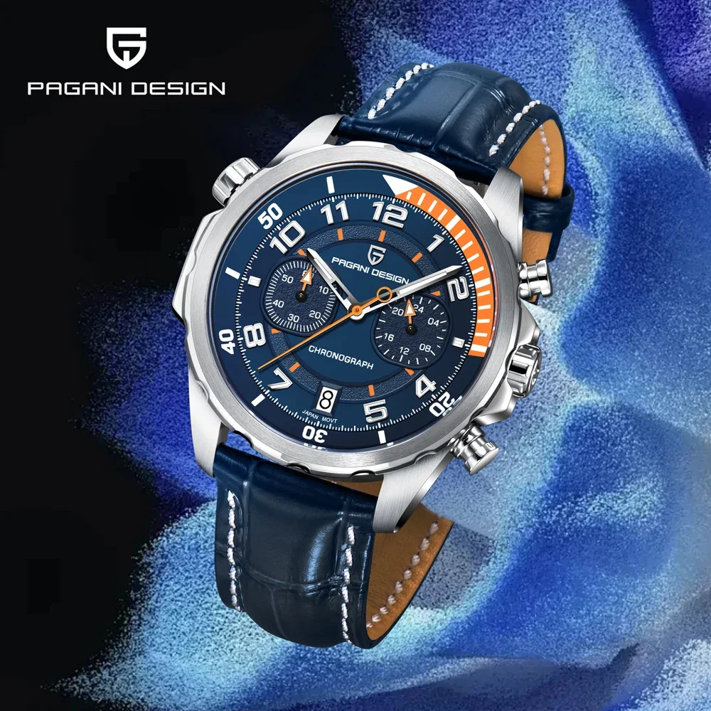 PAGANI DESIGN ساعات 2025 جديد قوي مضيئة فاخرة كوارتز ساعة رجالية ساعة جلدية أنيقة للرجال الياقوت الزجاج كرونوغراف #1