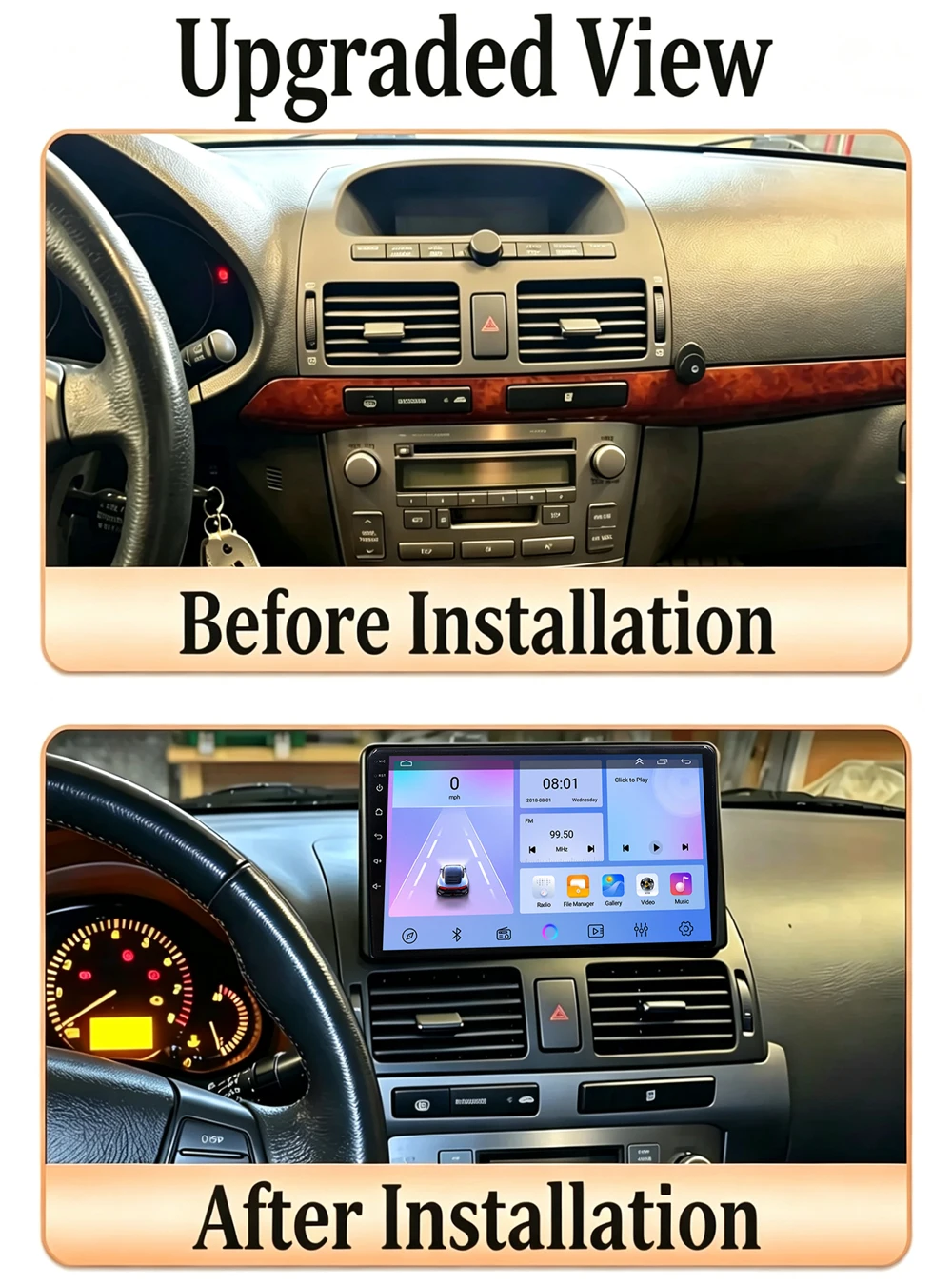Android 16 Car Radio For Toyota Avensis T250 2003 - 2009 GPS Multimedia Player Stereo Touch Screen Navigation No 2din CPU HDR BT