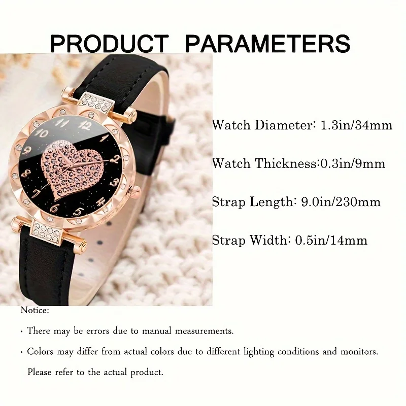 ساعة كوارتز فاخرة للنساء من حجر الراين ، ساعة معصم من الجلد الصناعي ، سوار فراشة ، هدايا عيد الحب ، لها ، قلبها ، طقم 2