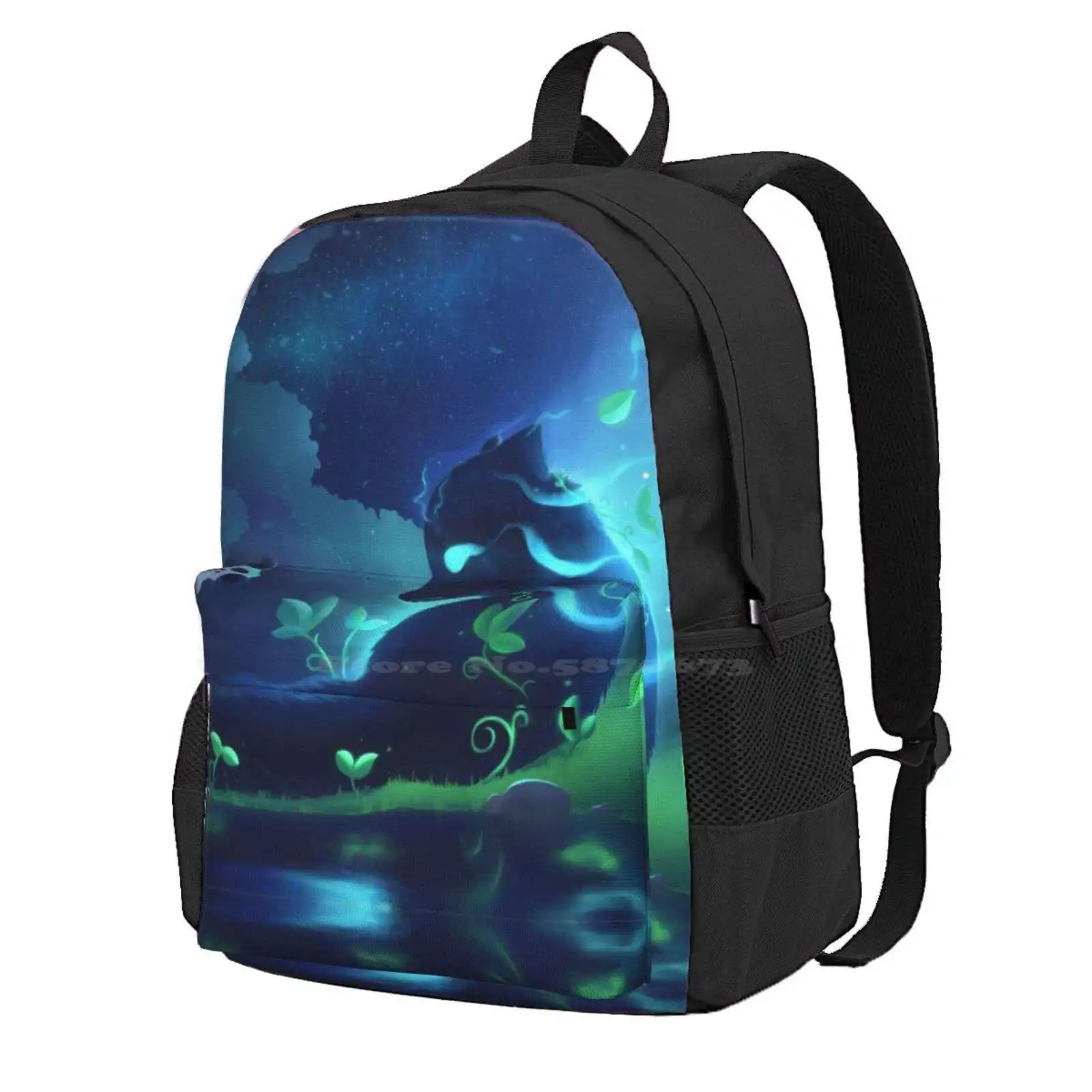 Forest Spirit Hot Sale Schoolbag Backpack Fashion Bags Forest Spirit Blue Canine Cute Fantasy Fox Good Lupine Magical Mystical