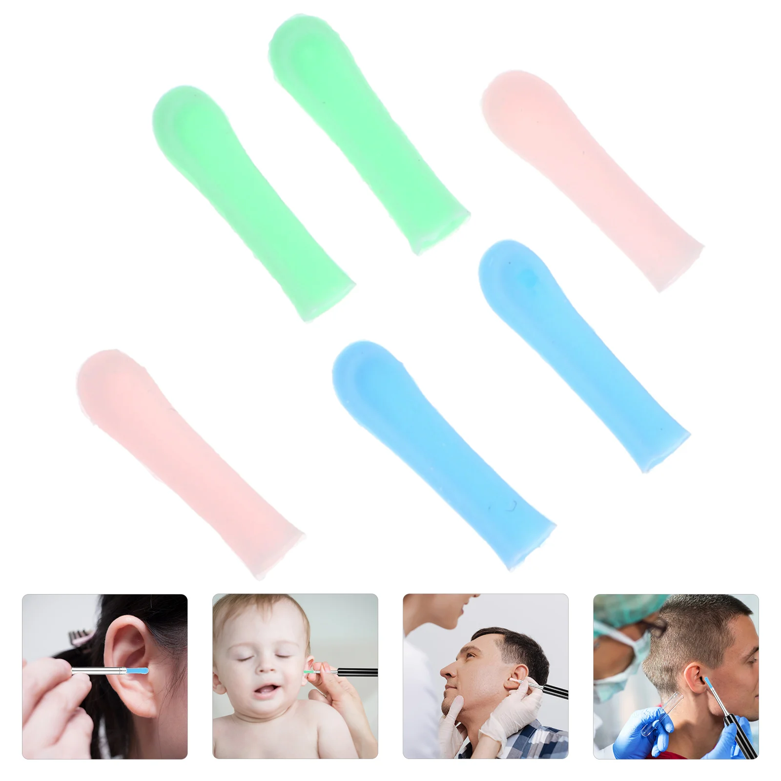 

15pcs Visual Ear Spoon Cover Soft Silicone Wax Removal Tool 3 5MM 3 9MM Blue Green Pink Each Ear Cleaning