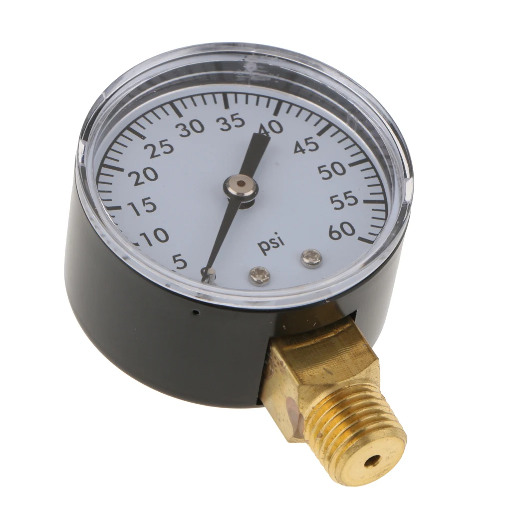 0-200psi,0-60psi Pressure Meter Manometer Gas Water Oil Black New