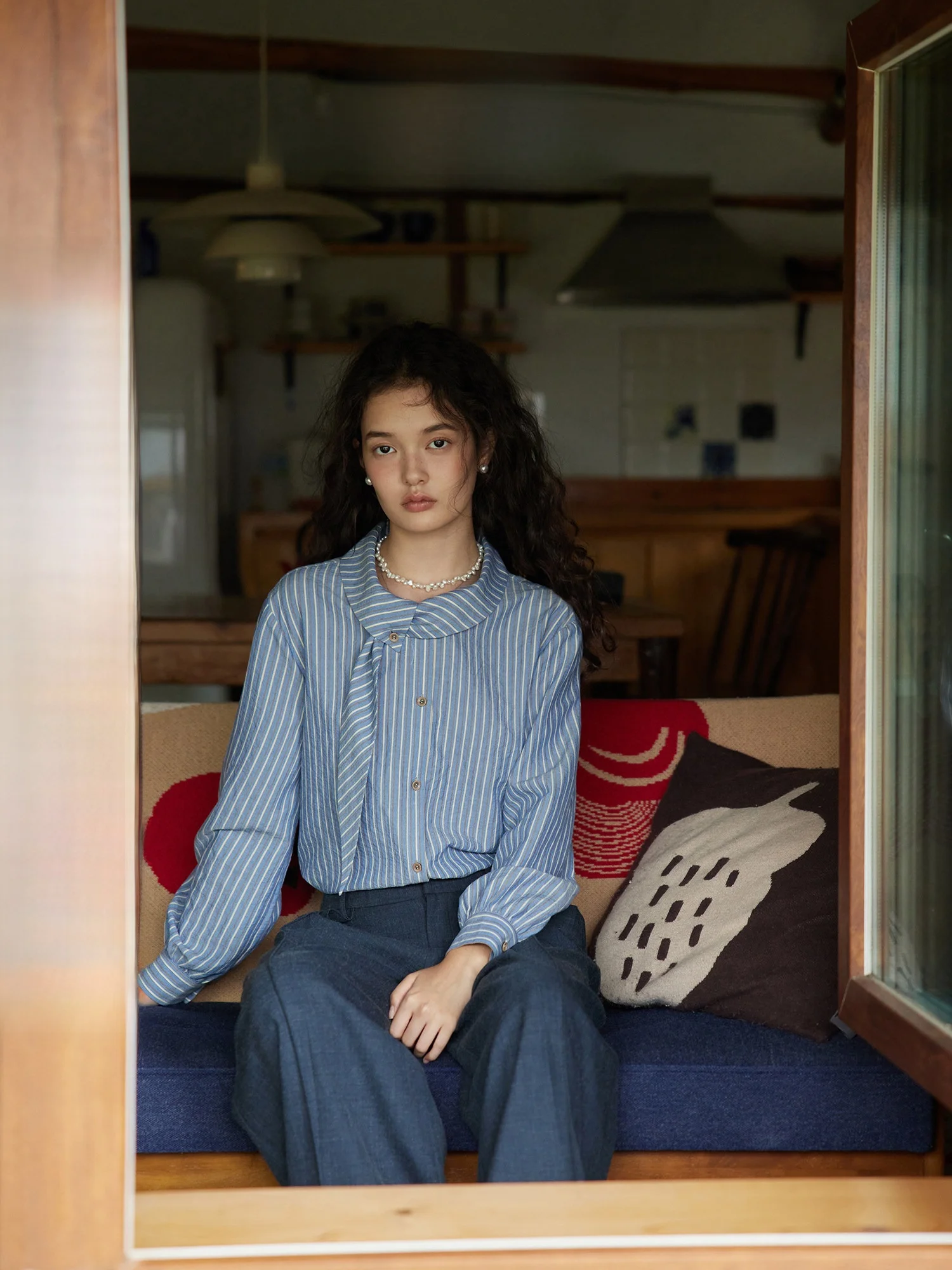 

ORWhite винтажный асимметричный длинный све в перекрестную полоску, женский шарф с воротником из смеси хлопка и полиэстера, стандартный крой irt