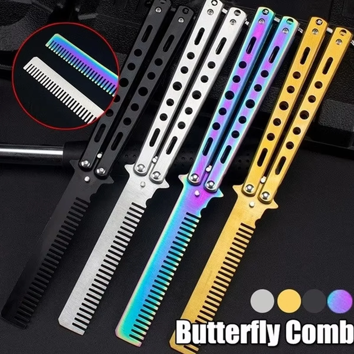 Stainless Steel Foldable Comb Portable Metal Hairdressing Comb Beard Moustache Brush Salon Household Hair Styling Tools Supplies